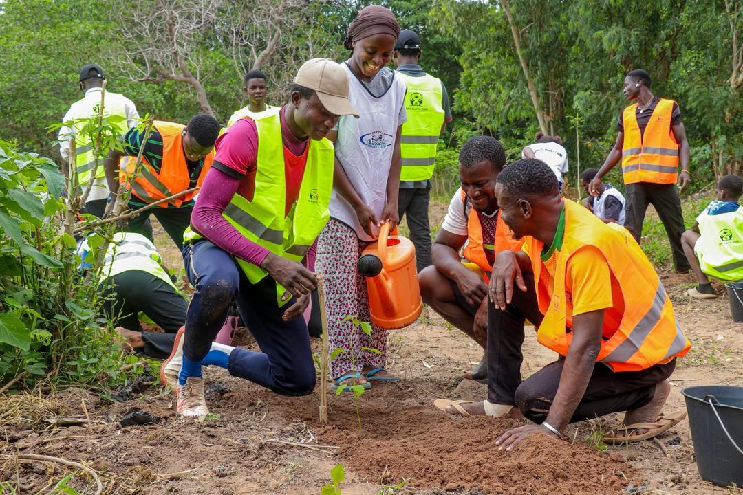 Jeunes plantant des arbres